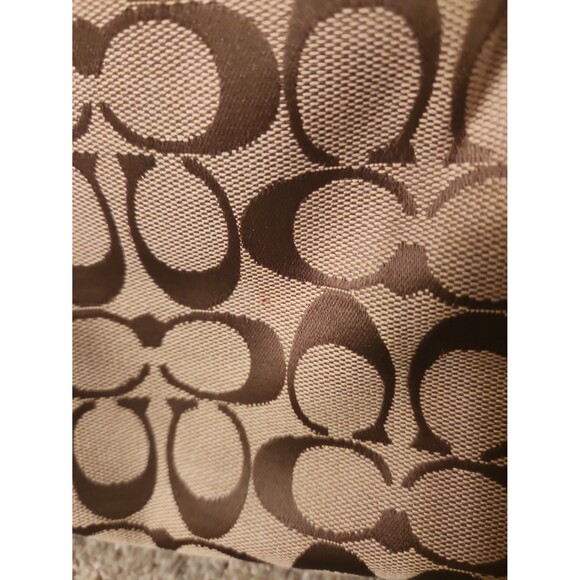 Coach Brown Jacquard Fabric Monogram Tote w/ Side Drawstrings & Leather Accents - Picture 6 of 11